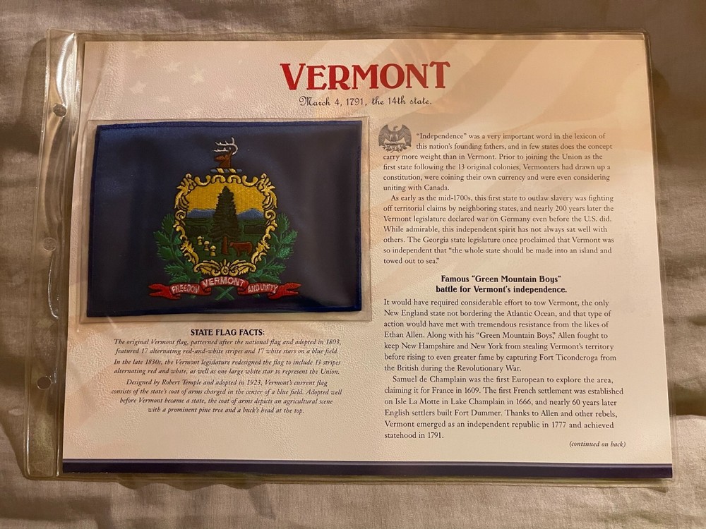 WILLABEE & WARD FLAG PATCH PANE ****VERMONT