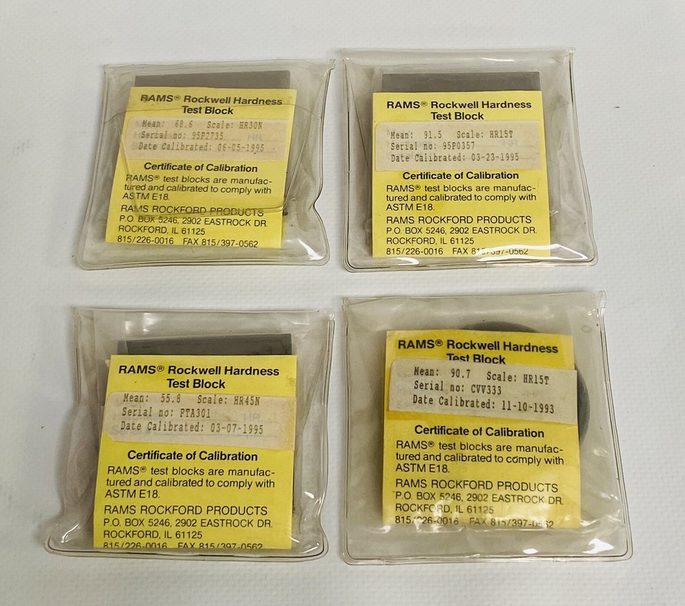 Rams Rockwell Test Blocks, 3 New And 1 Used
