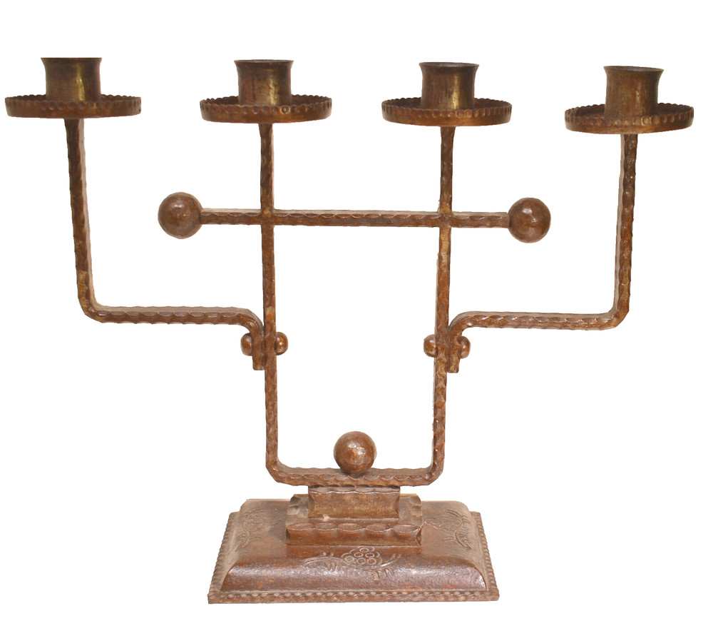 Large Secessionist Wrought Iron Candelabra