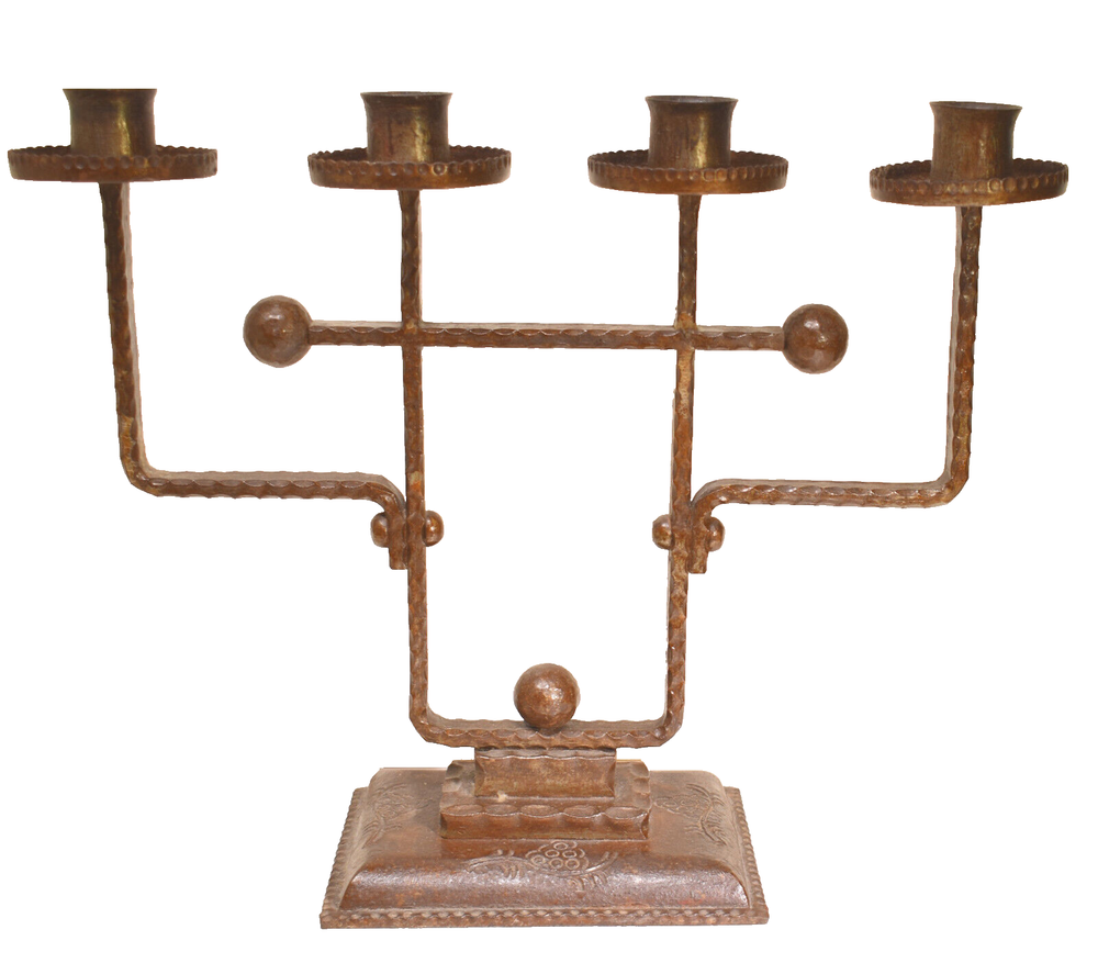 Large Secessionist Wrought Iron Candelabra