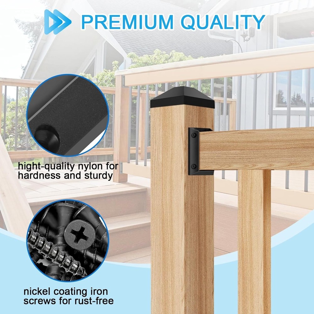 Durable Deck Railing Brackets Set with Screws - Easy Installation for Wood Posts