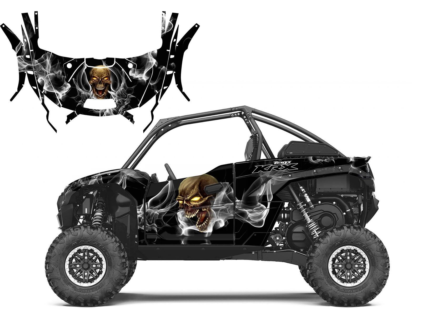 Custom graphic decal kit for Kawasaki KRX 1000 Design #6660 Smokey Skull