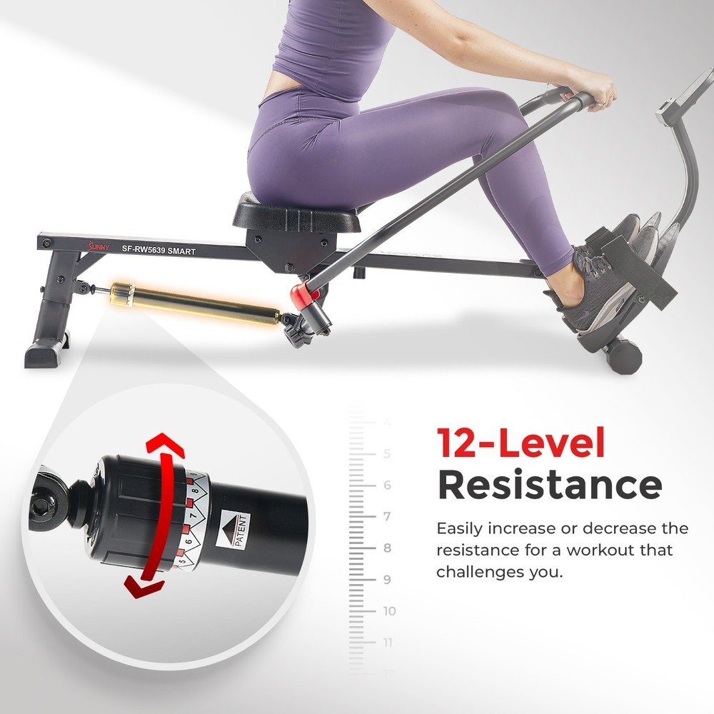 Rowing Machine Smart Full Motion Bluetooth Compact Adjustable Resistance Workout