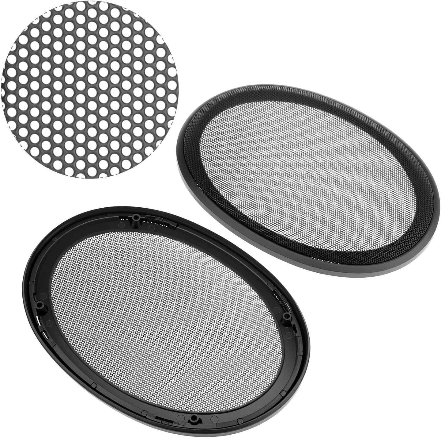 QWORK 6" X 9" Speaker Grill Covers with ABS Plastic Frame & Metal Mesh, Protect