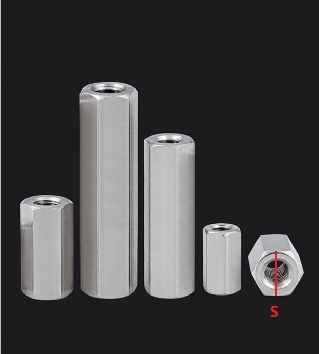 M4 M5 M6 Stainless Steel Hex Coupling Connector Nuts Threaded Insert Joint Long