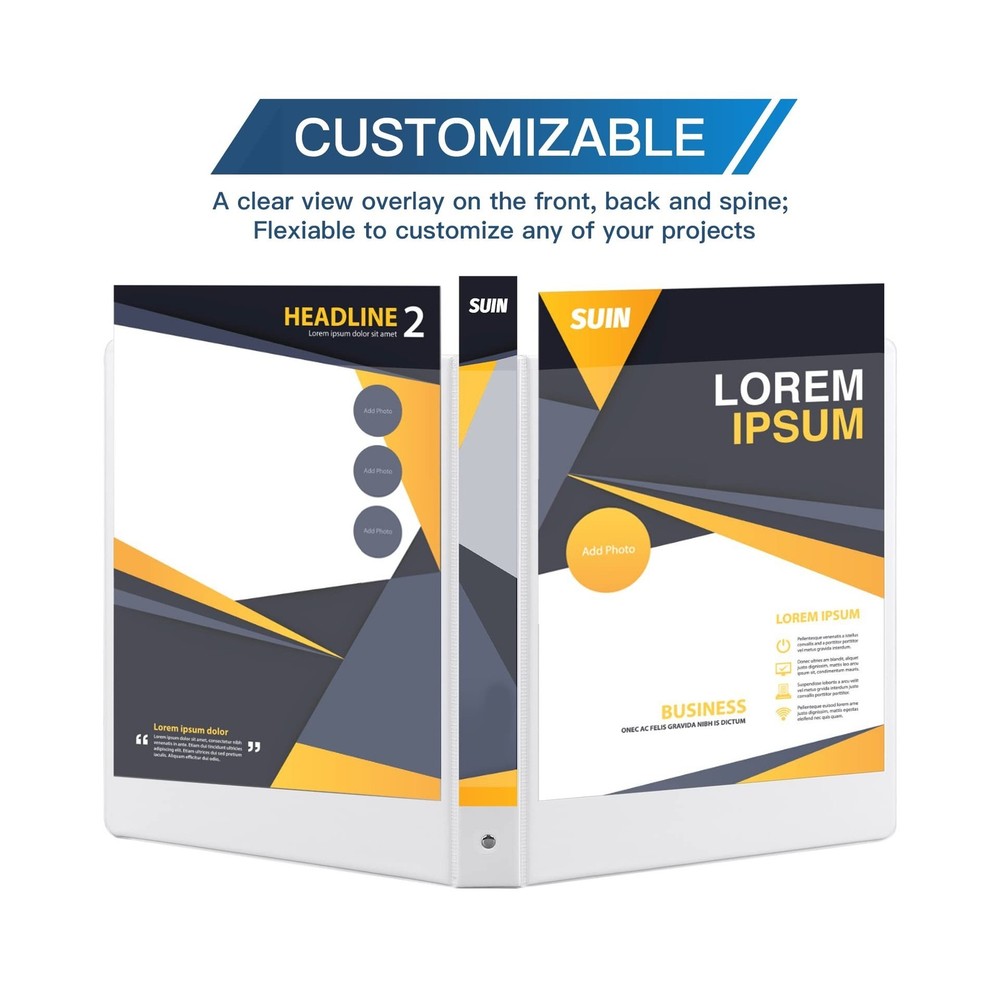 Basic 3 Ring Binder -1 or 1/2'' Binders with Roung Ring Binder, Large 100/200...