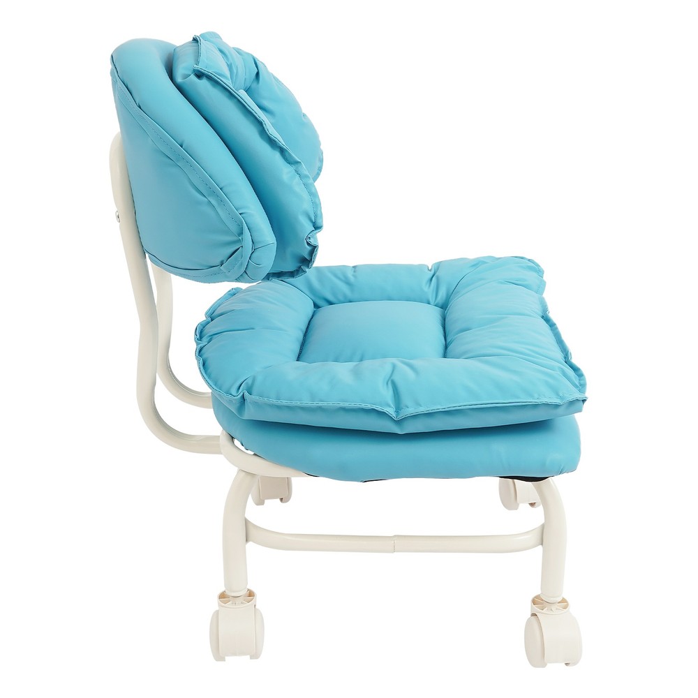 Blue Rolling Stool With Back Rest, Heavy Duty Rolling Stool, Roller Chair