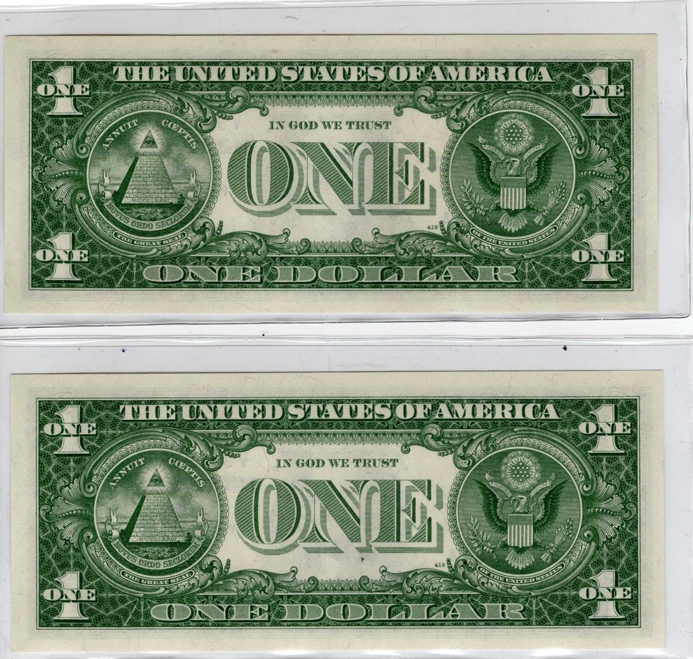 1957-B $1 Silver Certificate UNC Lot (2) Sequential Notes, Nice And Crispy!!!