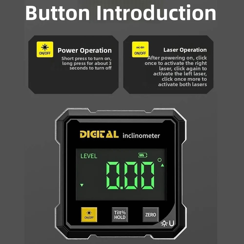 Digital Angle Finder with Electronic Laser 4-Side Magnetic Angle Gauge US