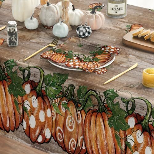 Fall Tablecloth 60×84 Inch Rectangular, Thanksgiving 60×84",Rectangle Brown