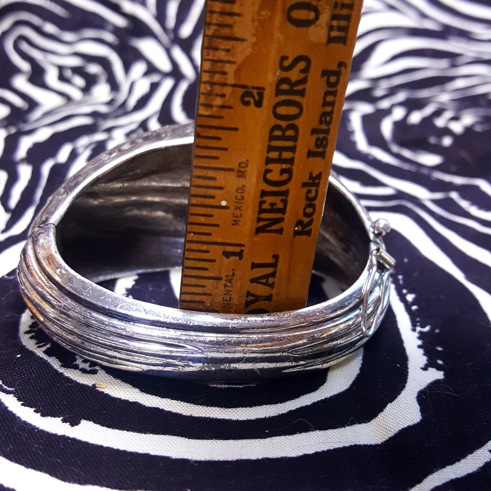 1960s Modernist Designer RAME Hinged Clamper Bangle Bracelet Leaf MCM Vintage