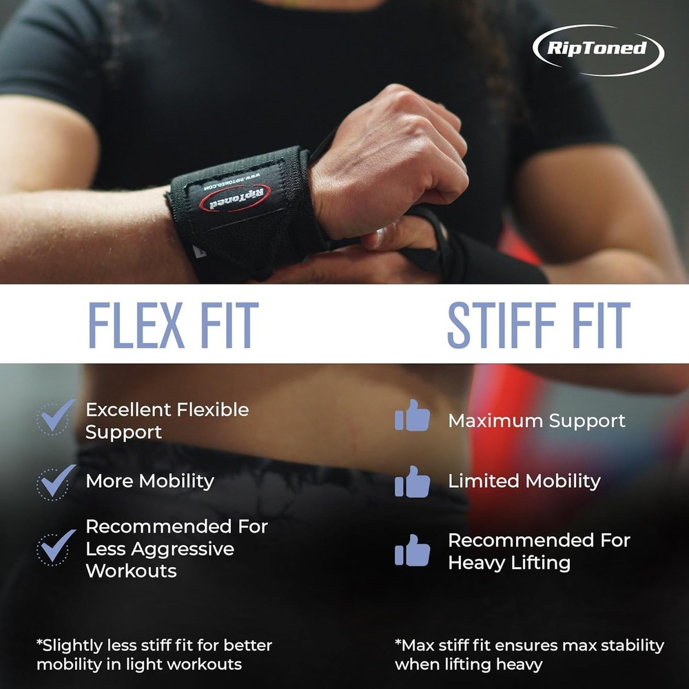 Stiff Powerlifting Wraps with Thumb Loop