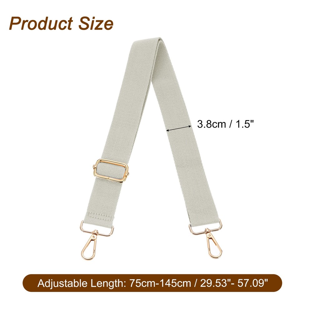 3.8cm Wide Shoulder Strap, Light Grey, Light Gold Pull Core Buckle