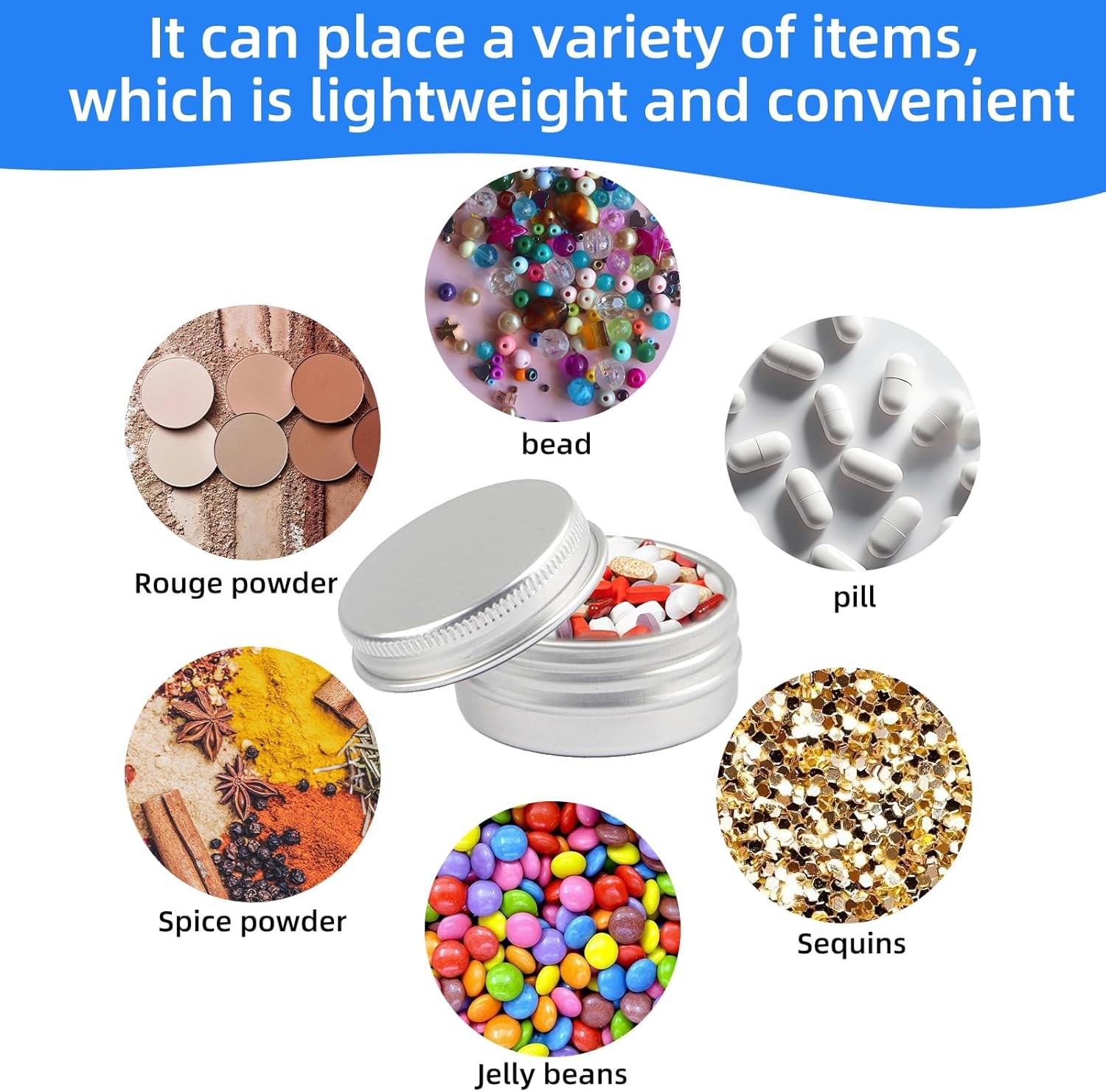 8PCS 15ml Aluminum Tin Jars with Lids Travel Cosmetic Lip Balm Salve Containers