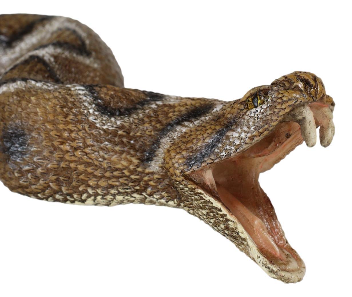 Realistic Attacking Coiled Diamondback Rattlesnake With Fangs Bared Figurine