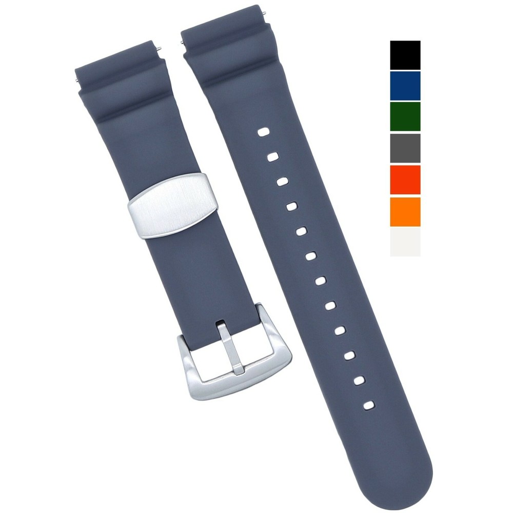 Soft Silicone Watch Band - Divers Style Replacement Strap - Quick Release 7S26