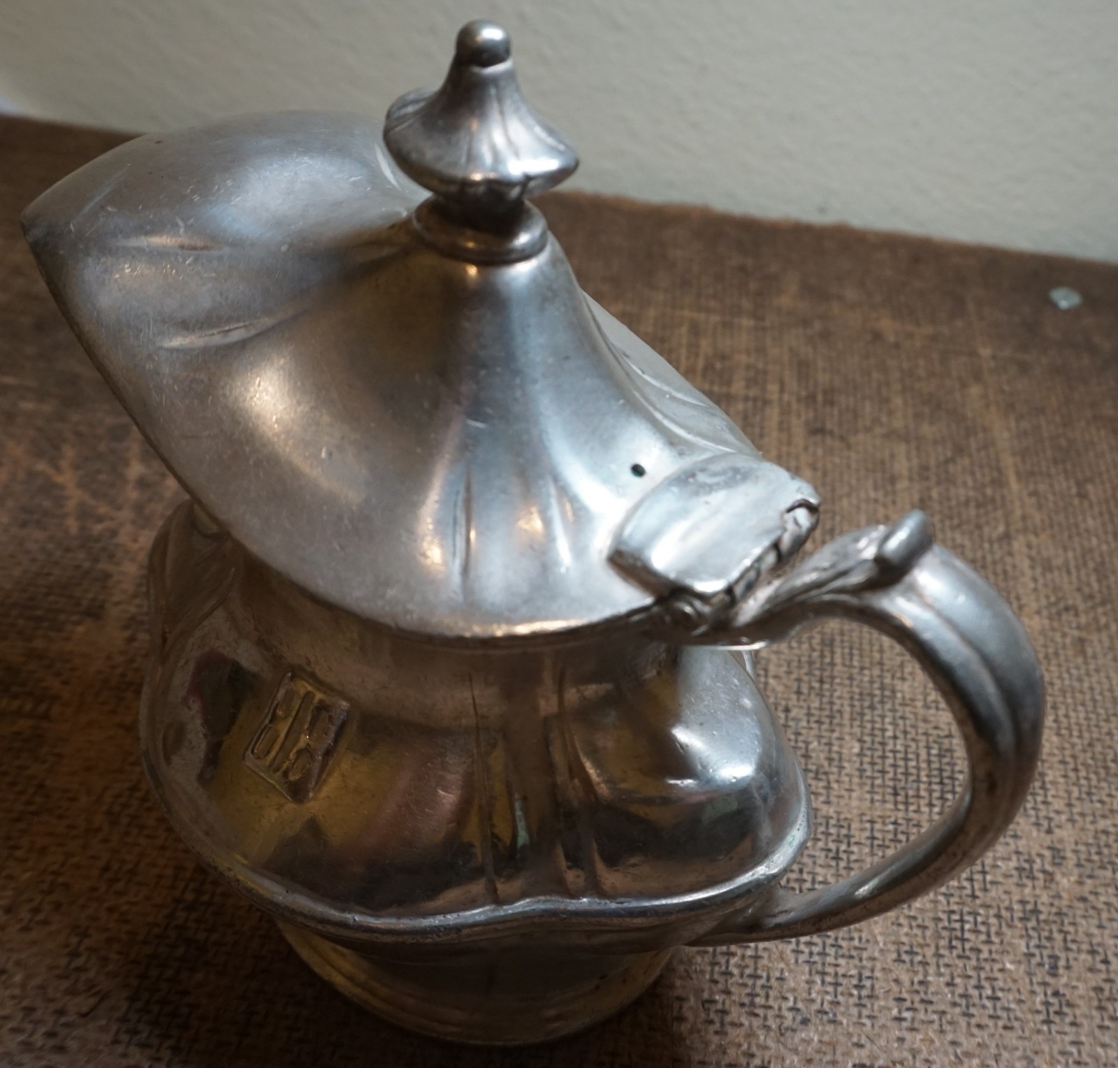 1937 BR (BURLINGTON ROUTE RR) SILVER SOLDERED CREAMER w/lid REED & BARTON 7oz