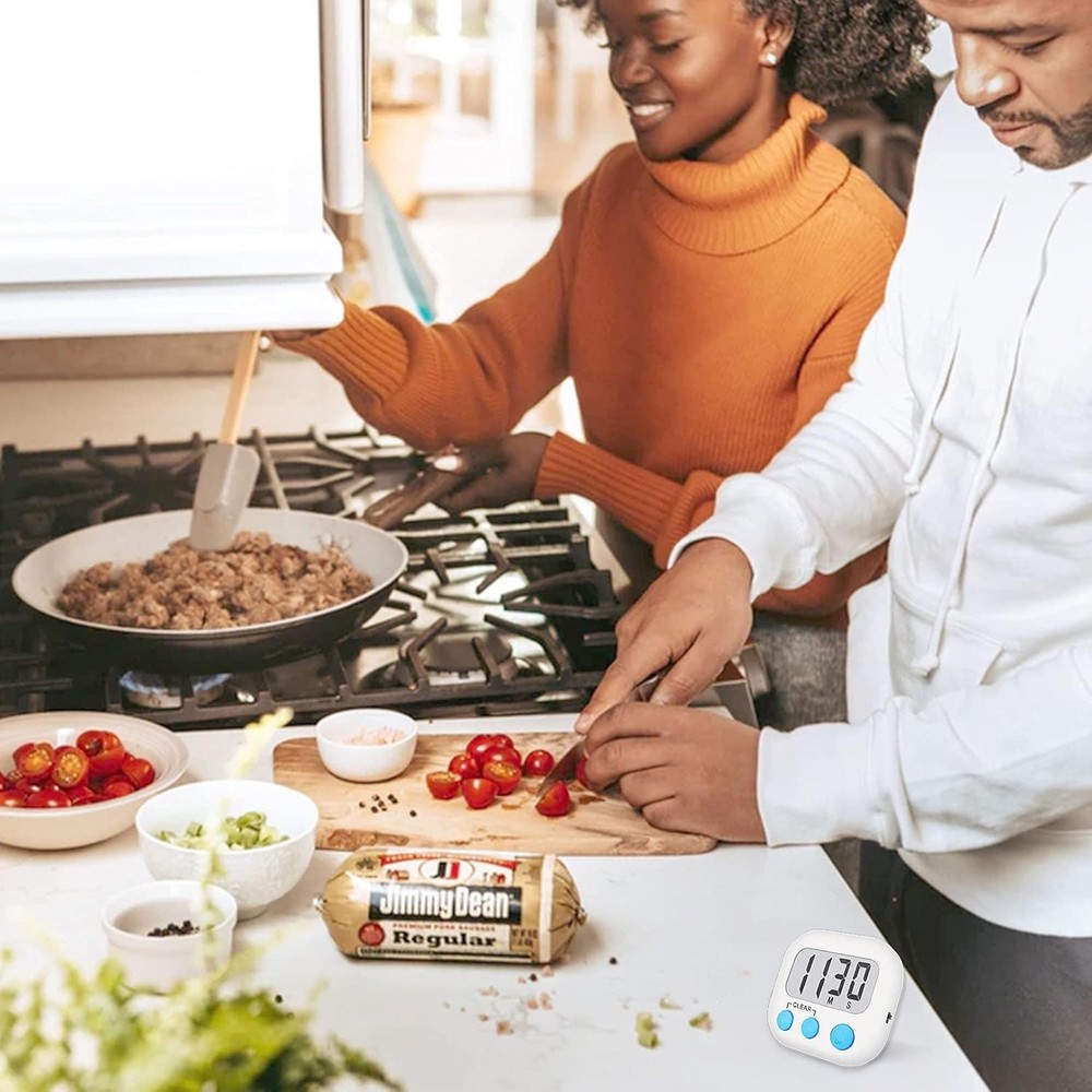 Set of 6 White Digital Kitchen Timers