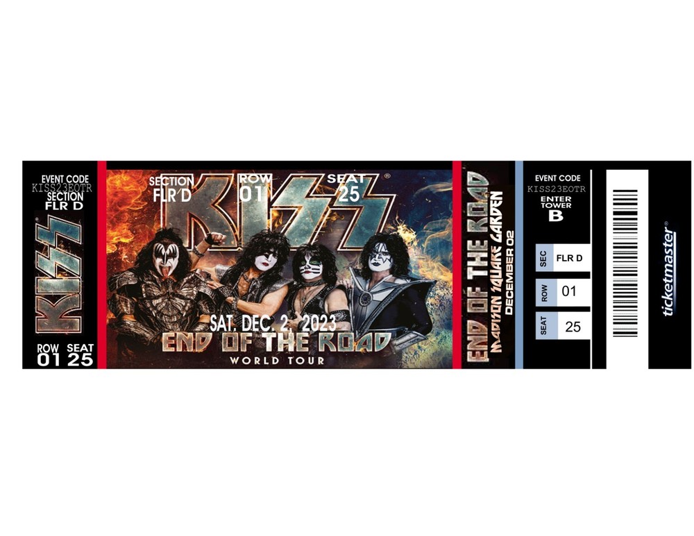 KISS End of the Road Commemoritive ticket