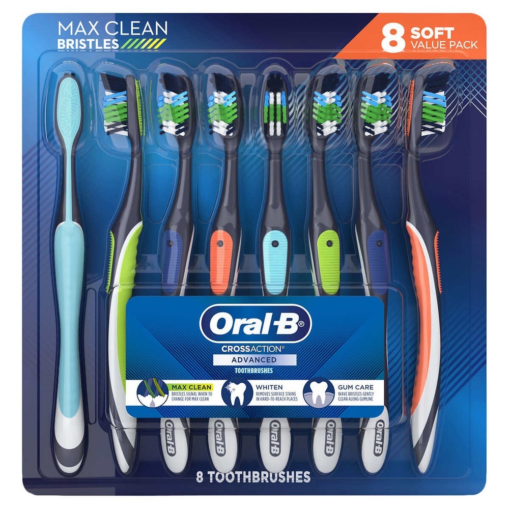 Oral-B CrossAction Advanced Toothbrush, 8-pack, Soft or Medium