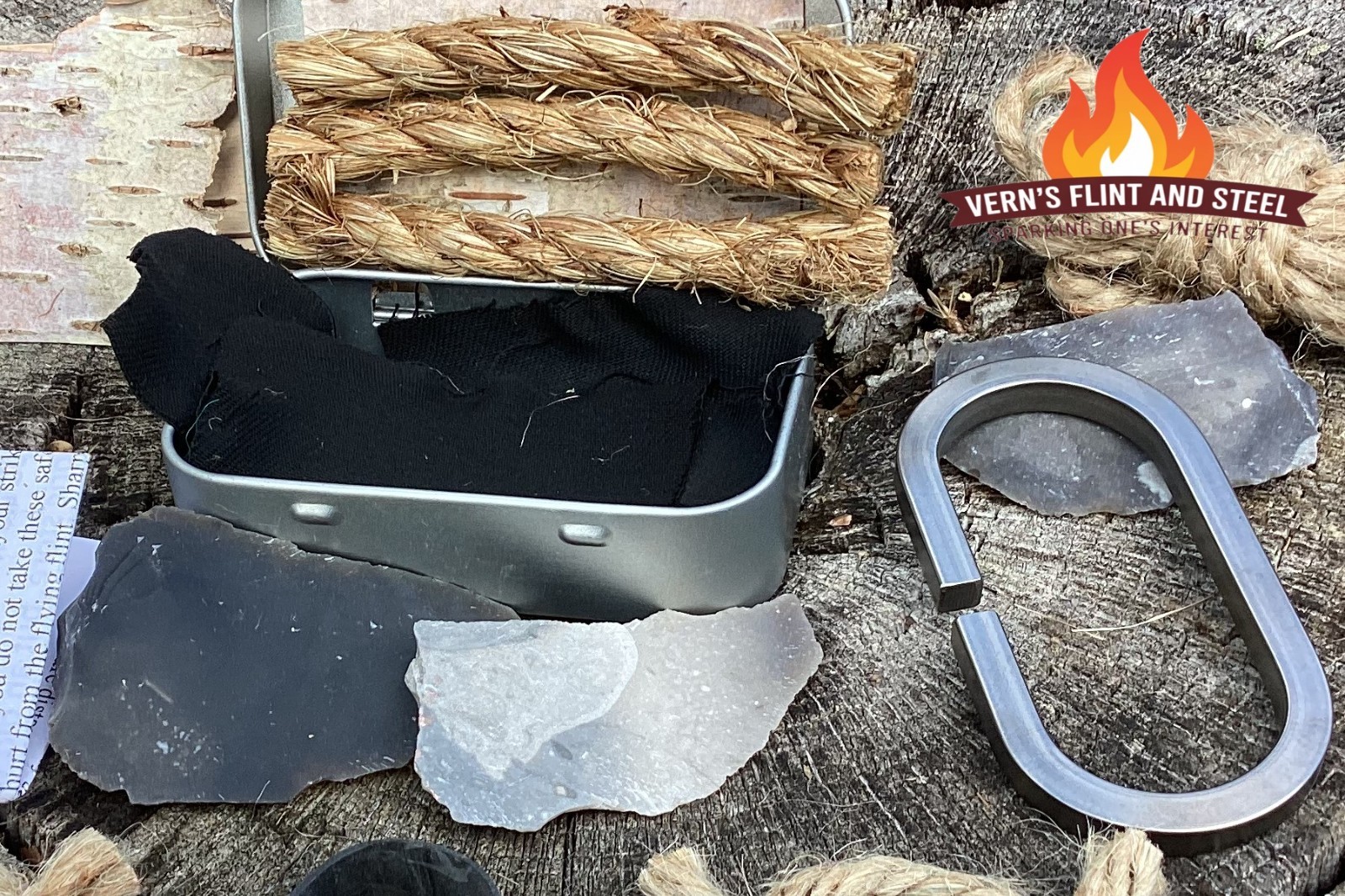 Complete English Flint and Steel Kit, Fire Starter W/ Flint Sharpener & Extras