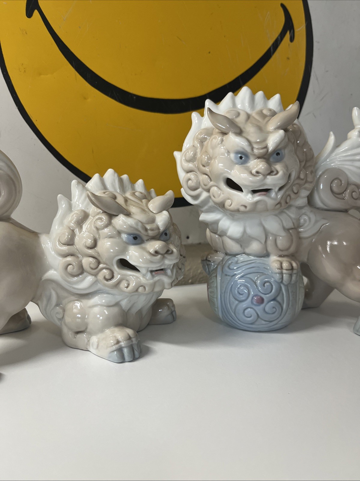 Vintage Set TKN Japan Porcelain Shishi Komainu Guardian Lion Foo Dogs Yoshimi K