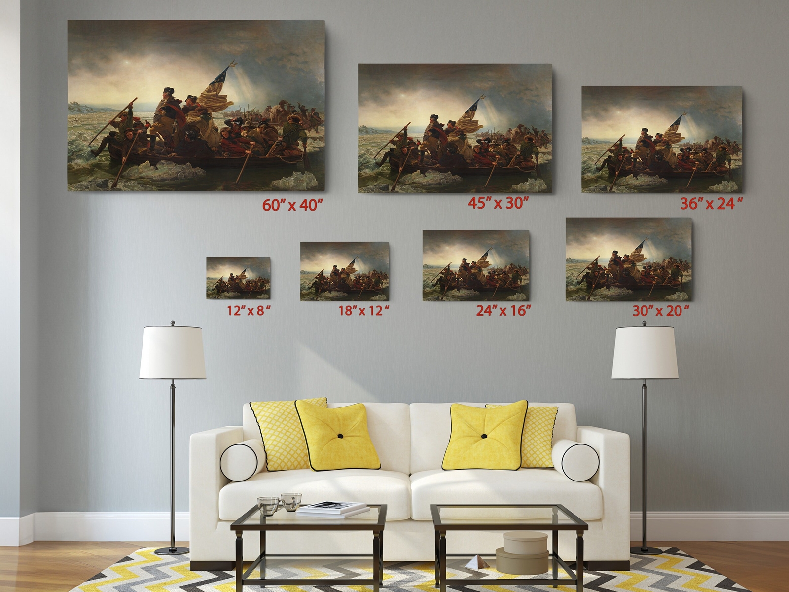 Painting Of George Washington Crossing The Delaware on Canvas Print Art, Big Siz