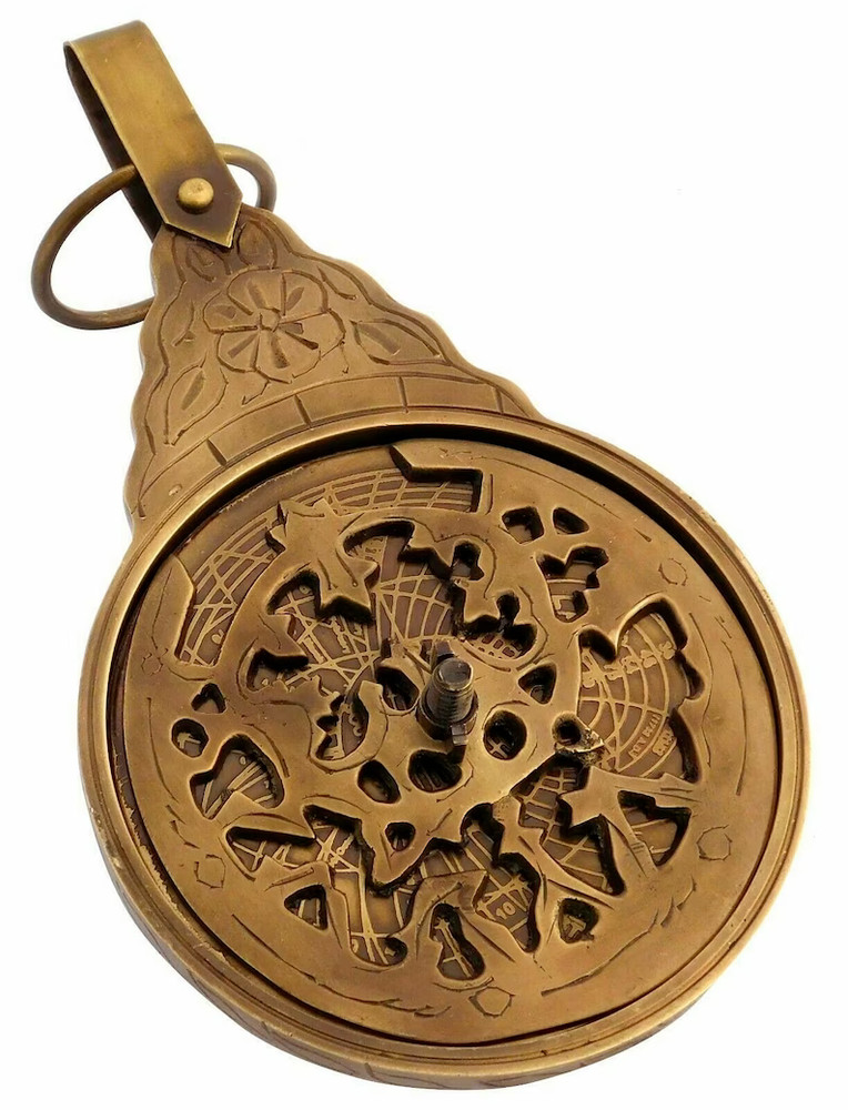 Antique Brass Astrolabe English Globe Navigation Astrological Calendar