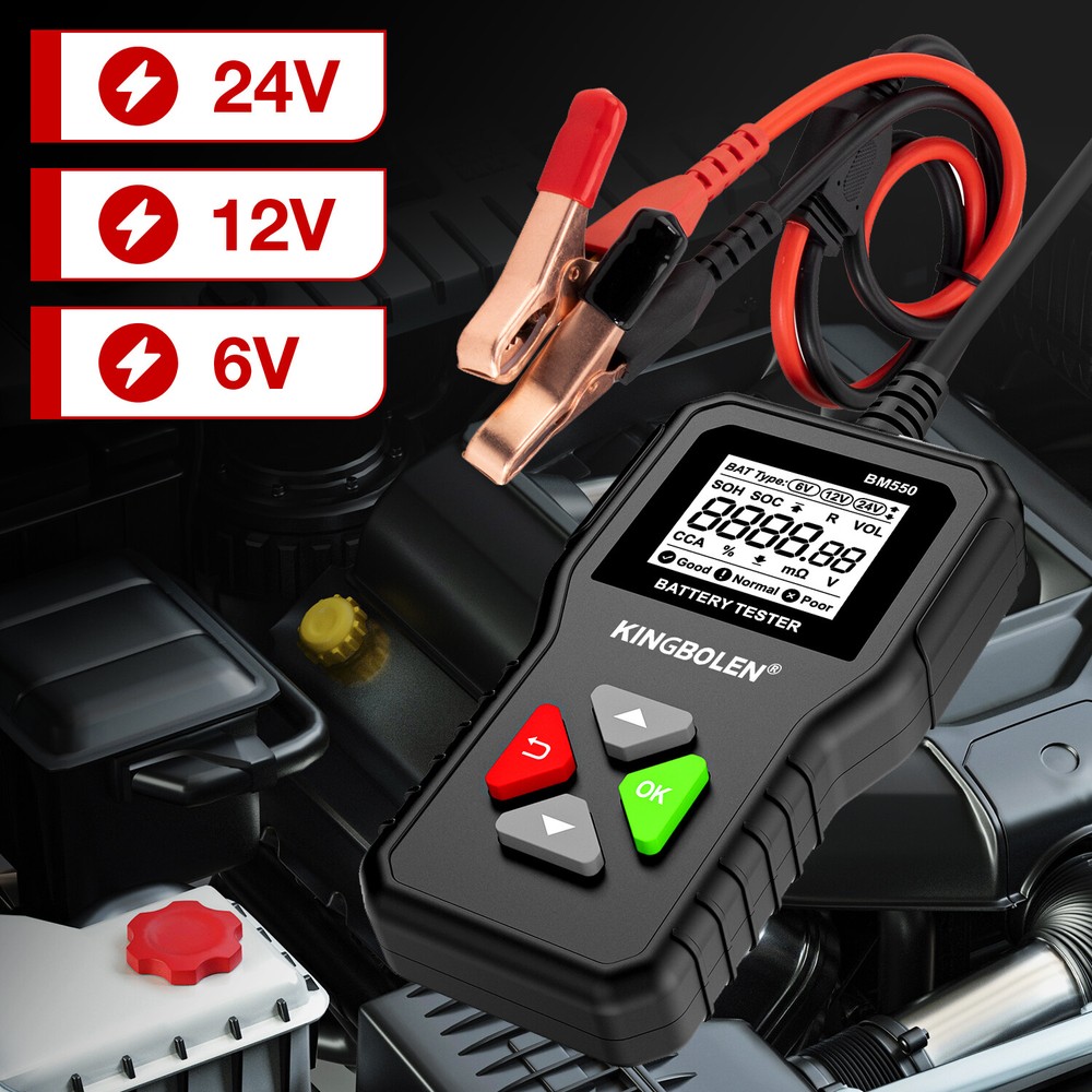 6V/12V/24V Car Battery SystemTester Auto Diagnostic Device 100-2000CCA Load Test