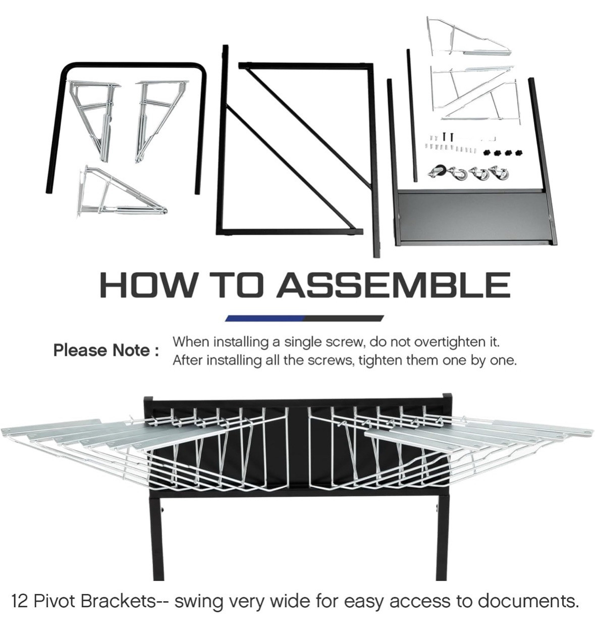 Mobile Blueprint/Poster Display Rack Heavy Duty Plan 12 Brackets-Black