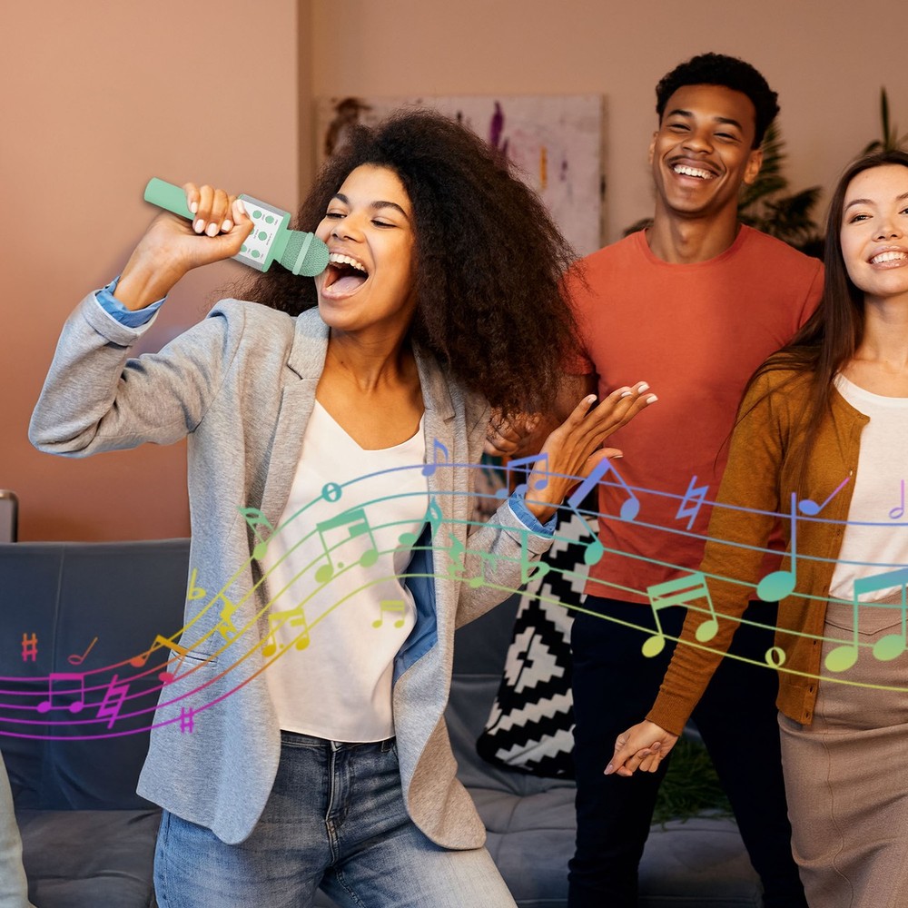 Laser Karaoke Microphone Aquatic Awe Bluetooth Wireless Singing Mic