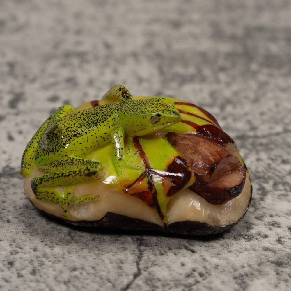 Green Frog Tagua Carving