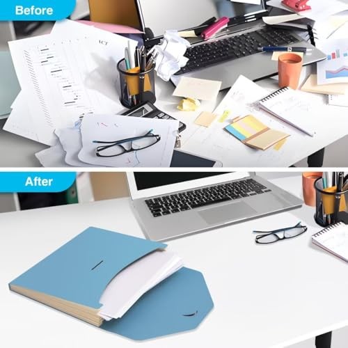 ECOLIFE 6-Pockets Recyclable Paper Expanding File Document Folder Blue Folder