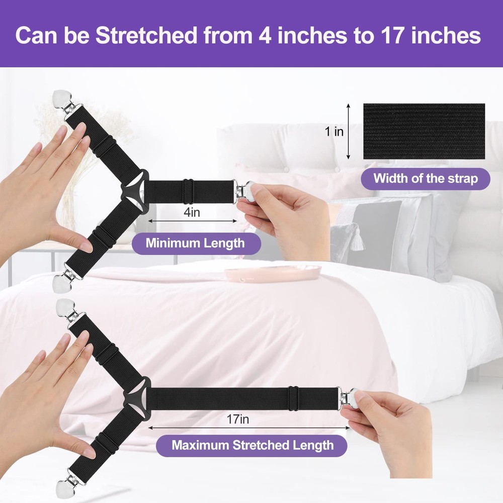4PCS Bed Sheet Fasteners Triangle Straps Clips Mattress Corner Holders