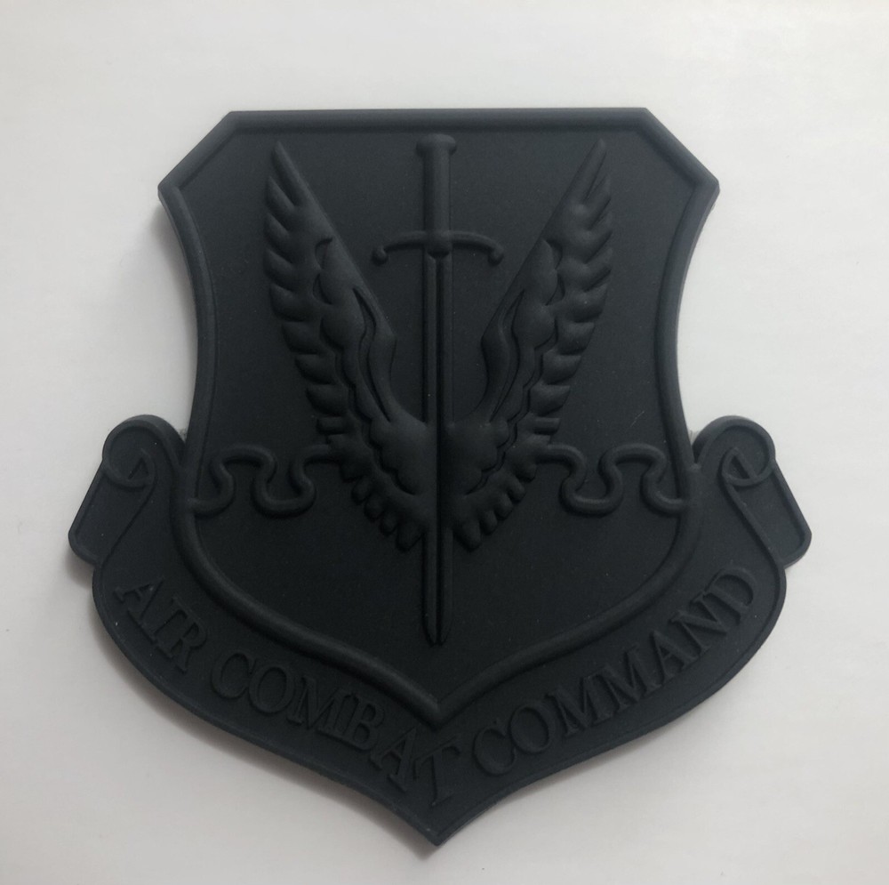 Ghost Black Subdued Air Combat Command PVC Morale Patch Hook And Loop 3x3 Inch