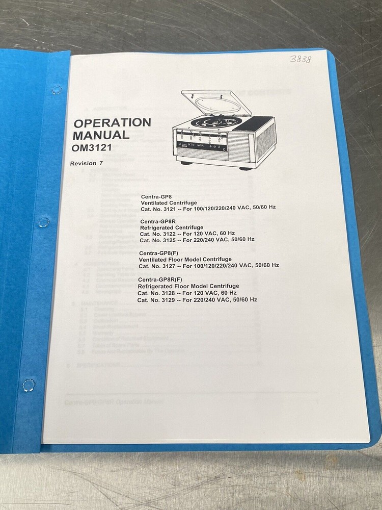 IEC Thermo OM3121 Centrifuge Version 7 - Users Manual /Instructions Book