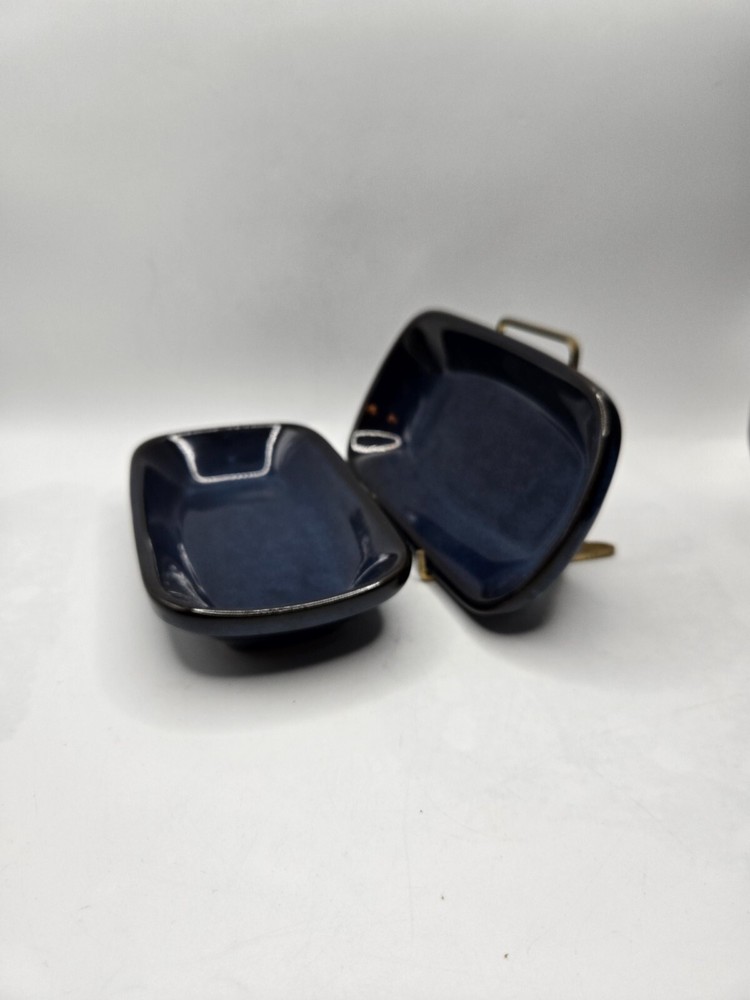 Varick S/2 Pottery Stoneware Rectangle Deep Blue Speckle Dish Tray 7"L
