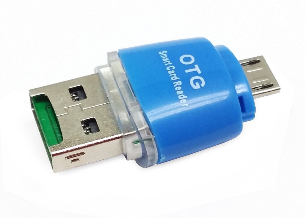 USB OTG Micro SD Card Reader Adapter For Samsung Galaxy S5 S6 Note 5 Edge - Blue