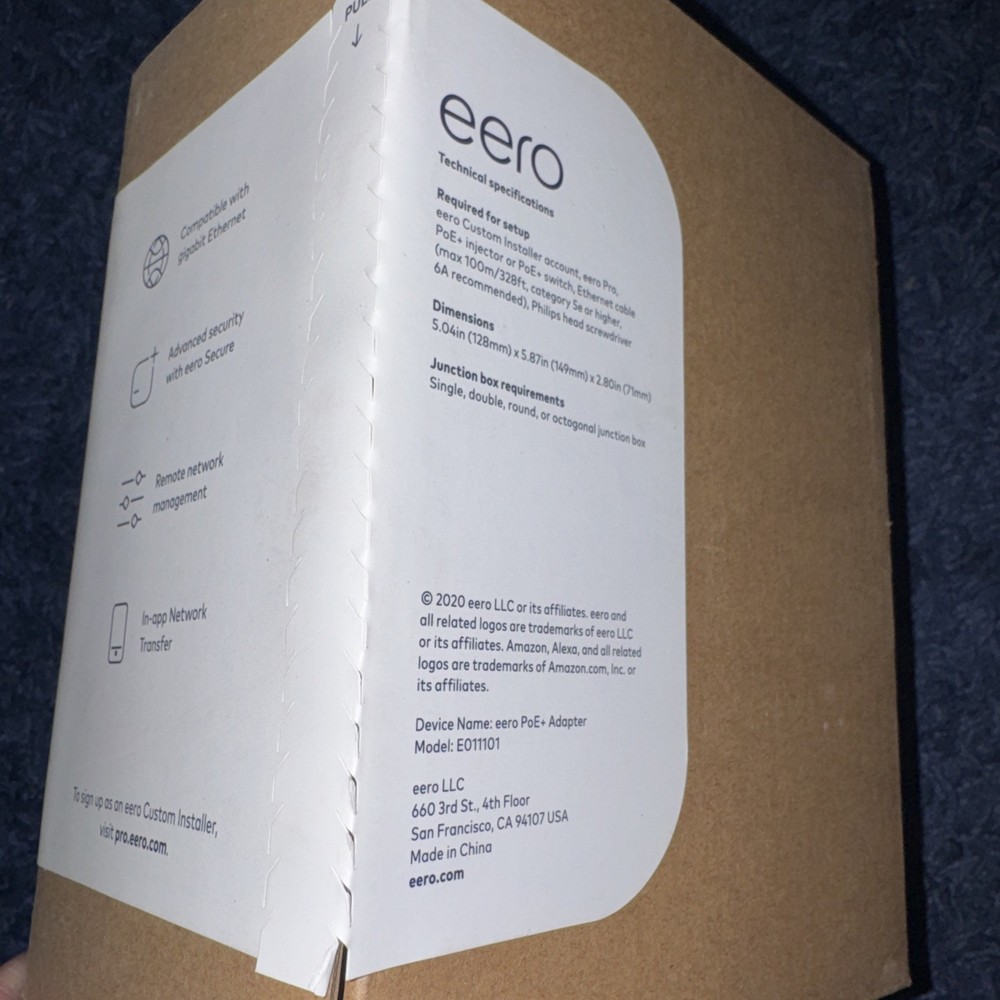 Eero E010001 POE+ Adapter, New in Box, Sealed
