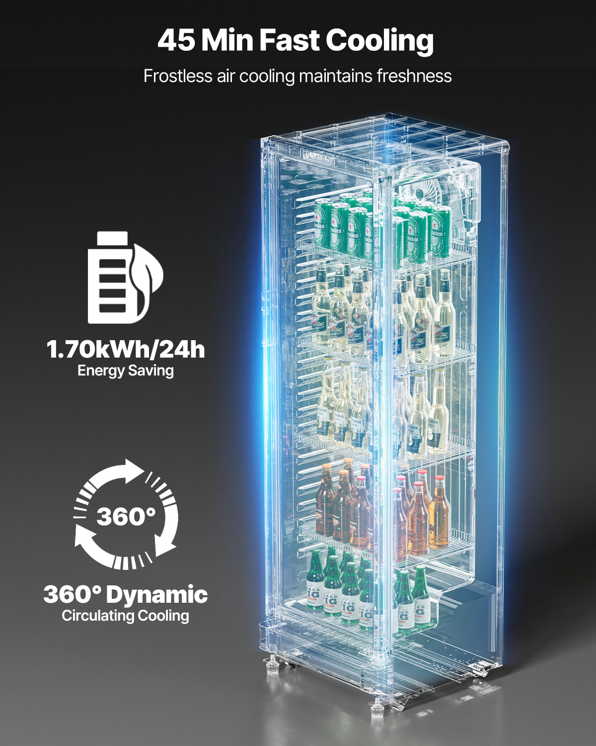VEVOR Commercial Merchandiser Refrigerator 8.1 CU.FT Glass Door Beverage