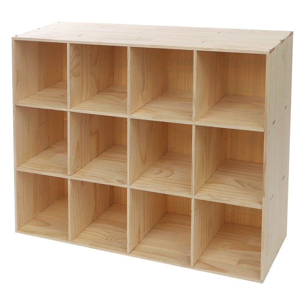 3 Tiers Storage Cabinet Rectangular 12-Cube Storage Shelf Bookcase 120cm