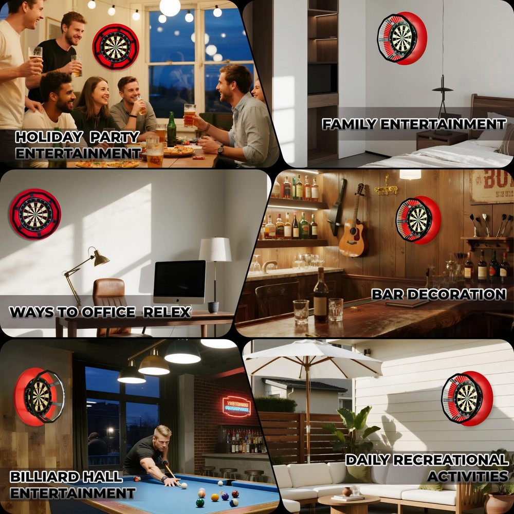 Pro Dartboard Lighting System - 360° Shadow-Free Dartboard LED Ring Light, No...