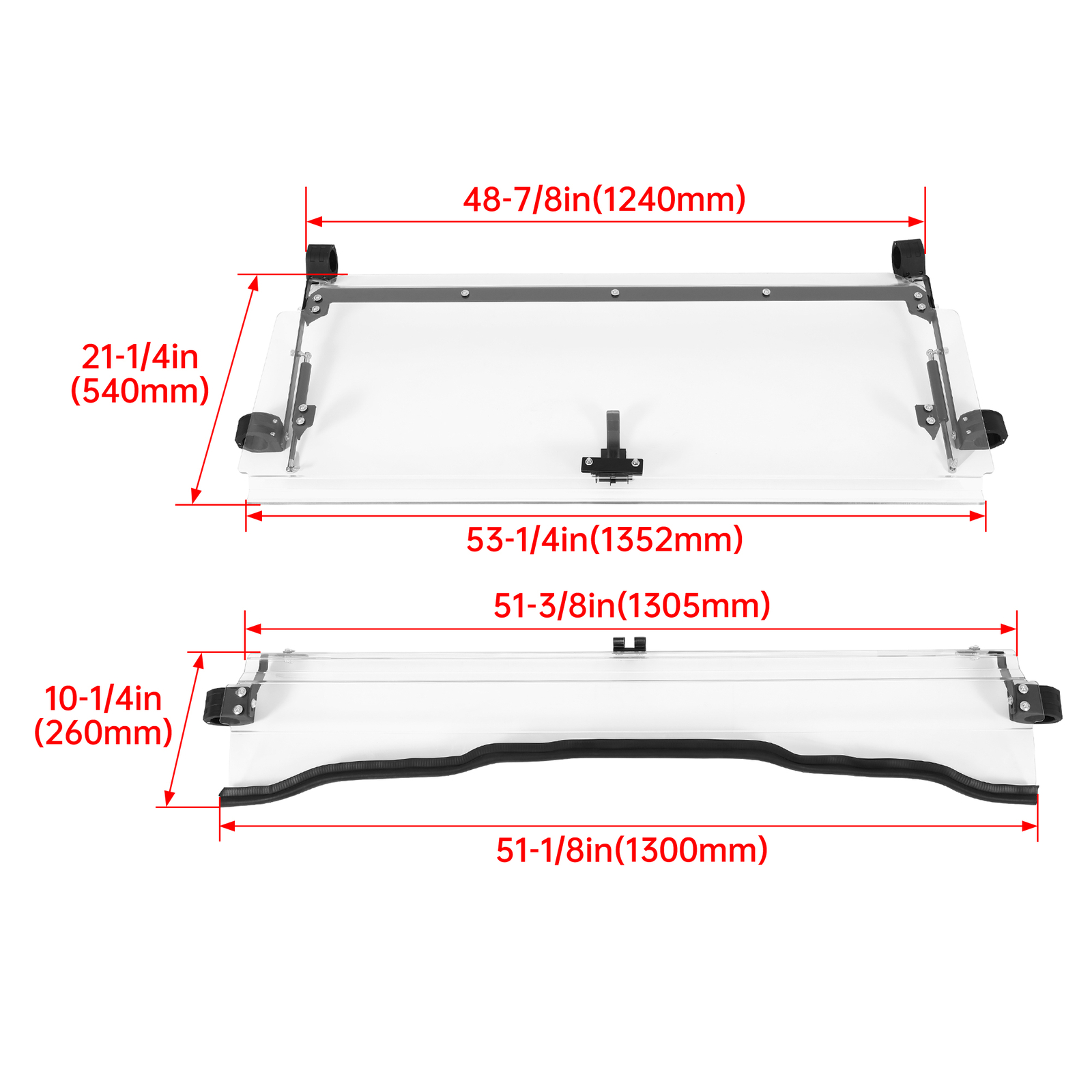 For Honda Pioneer 1000 / 1000-5 Clear Scratch Resistant Flip Windshield 2016-24