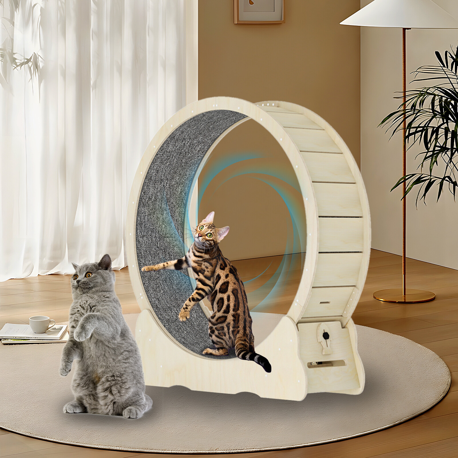 Cat Exercise Wheel Solid Wooden Cat Treadmill Running Wheel Cat Sport Kitty Toy