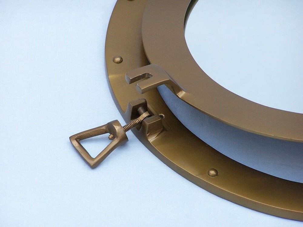 Antique Brass Decorative Ship Porthole Mirror 24"