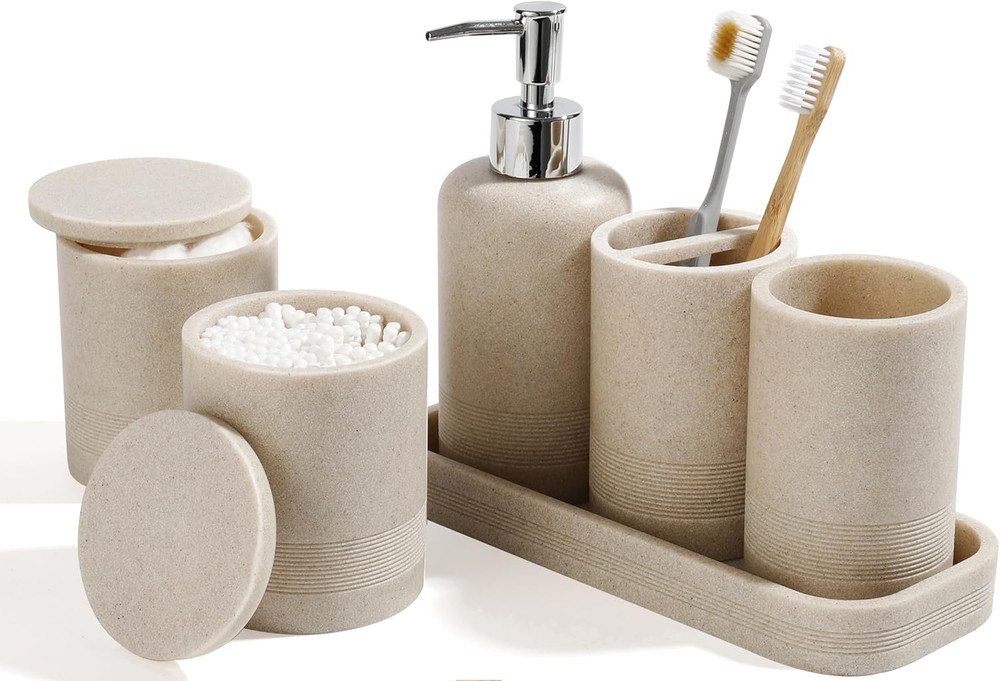 Bathroom Accessories Set, 6-Piece Bathroom Accessory Set, Toothbrush Holders Set