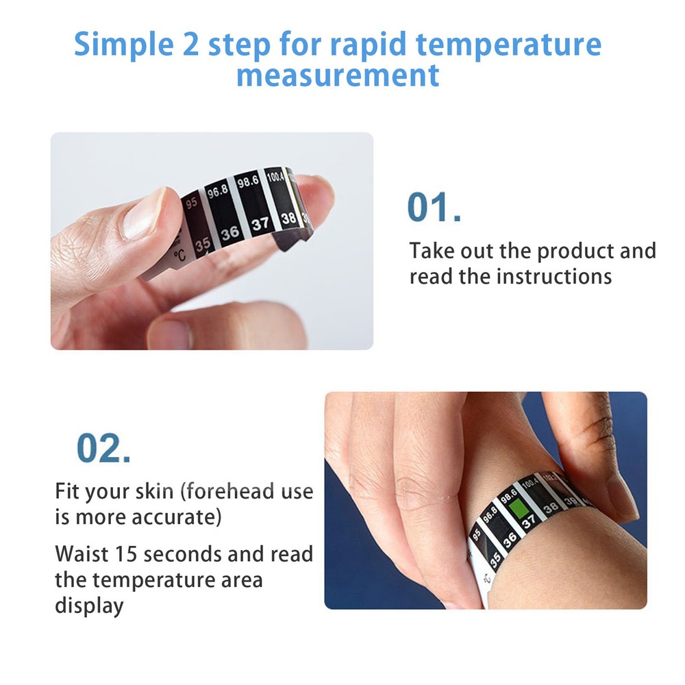 20pcs Reusable Forehead Thermometer Strips For Quick Temperature Measurement For