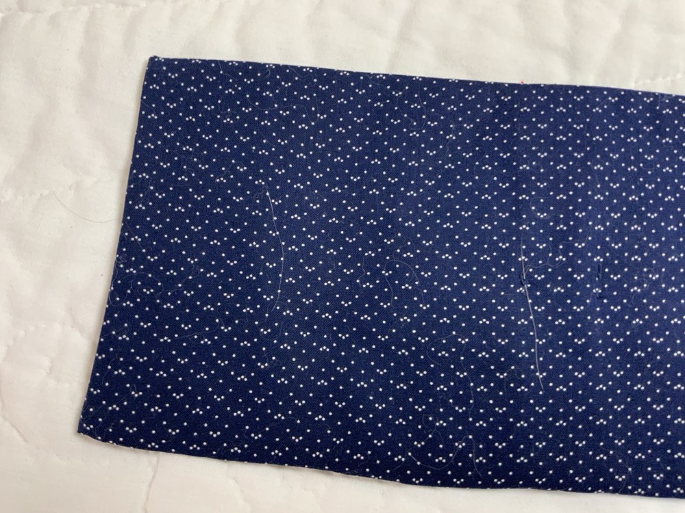 Antique Vintage Patchwork Quilt Table Topper, Nine Patch, Rectangle, Blue & Red