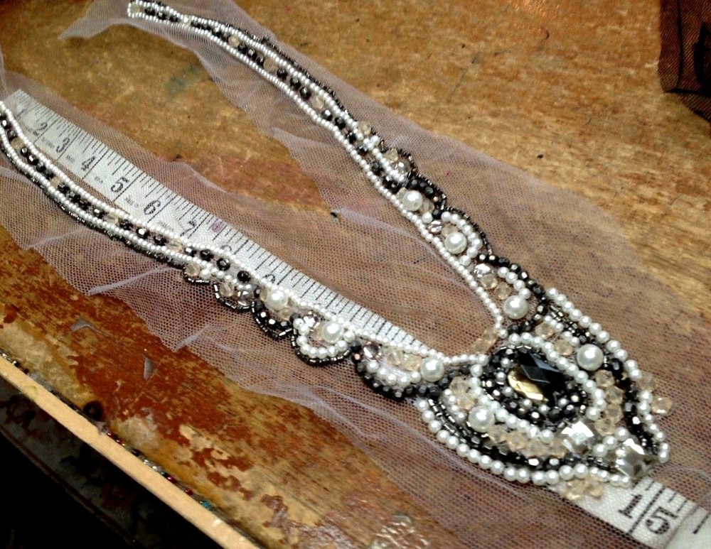 Collar Netting 15" Long Beaded Hand Sewn 1pc
