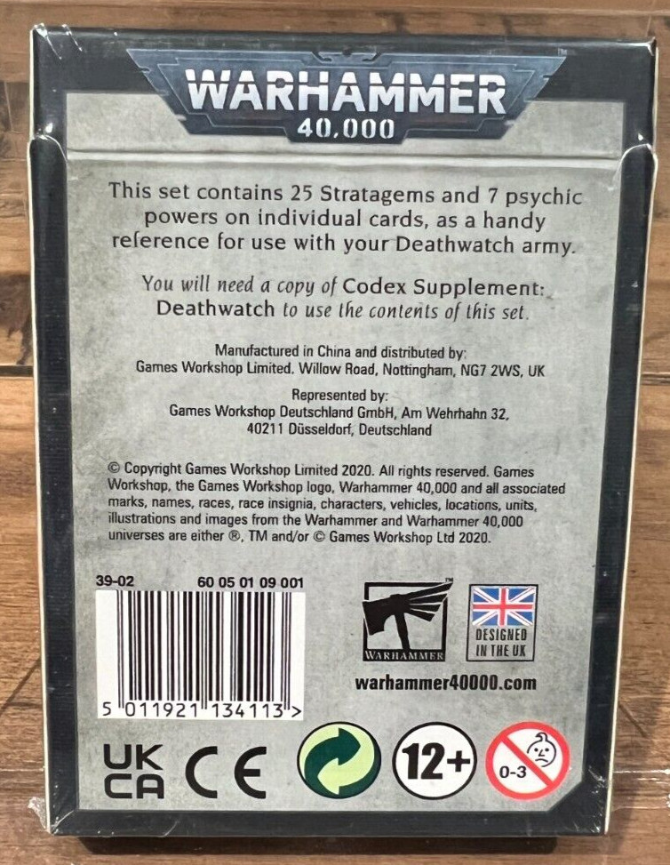 War Hammer 40,000 Data Cards Death Watch